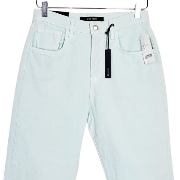 J Brand Wynne High Rise Cropped Straight Jeans 26 NWT Green Spearmint Distressed - Picture 3 of 12
